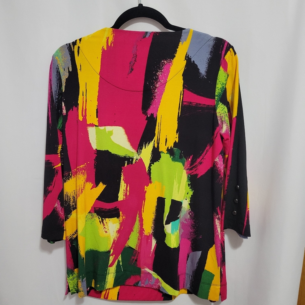 Ali Miles Multicolor 3/4 sleeve Top/Tunic, Size S, NEW - Picture 2 of 3